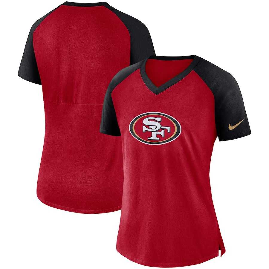 Women San Francisco 49ers Nike Top V Neck T-Shirt Scarlet Black,We sell and wholesale Women San Francisco 49ers Nike Top V Neck T-Shirt Scarlet Black on line form chian!